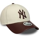 bone-curvo-bege-e-castanho-ajustavel-para-mulheres-9forty-m-crown-fabric-mix-da-new-york-yankees-mlb-da-new-era