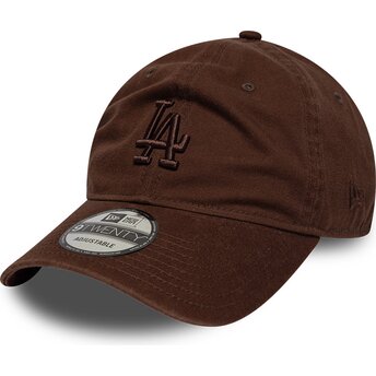 Boné curvo castanho ajustável com logo castanho 9TWENTY Washed Midi Logo da Los Angeles Dodgers MLB da New Era