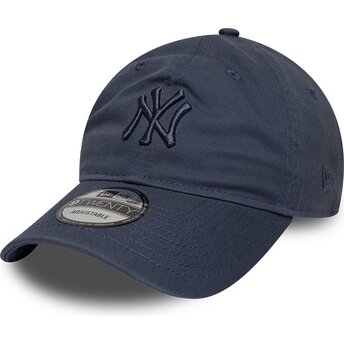 Boné curvo azul ajustável com logo azul 9TWENTY Washed Midi Logo da New York Yankees MLB da New Era
