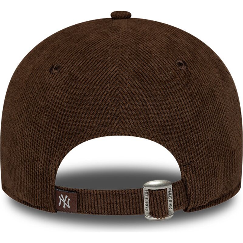 bone-curvo-castanho-ajustavel-para-mulheres-9twenty-cord-script-da-new-york-yankees-mlb-da-new-era