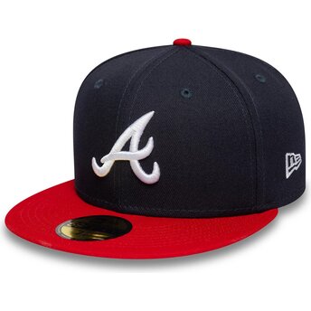Boné plano azul marinho e vermelho justo 59FIFTY AC Perf da Atlanta Braves MLB da New Era