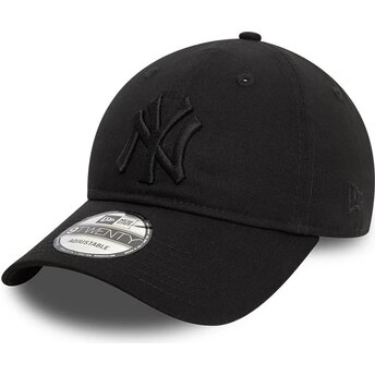 Boné curvo preto ajustável com logo preto 9TWENTY League Essential da New York Yankees MLB da New Era