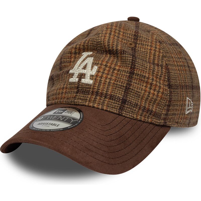 bone-curvo-castanho-ajustavel-9twenty-mix-check-da-los-angeles-dodgers-mlb-da-new-era