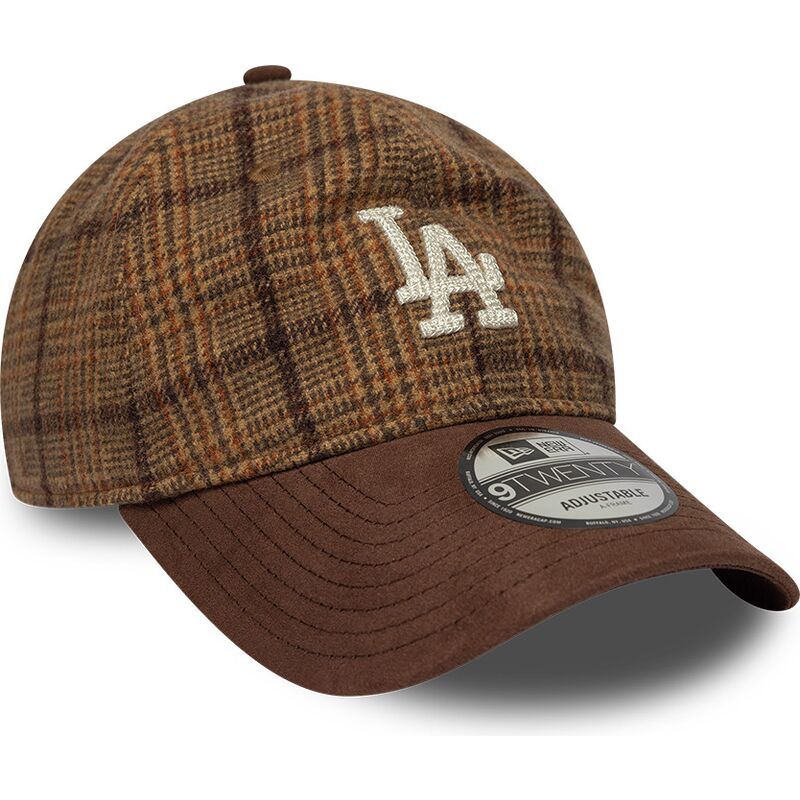 bone-curvo-castanho-ajustavel-9twenty-mix-check-da-los-angeles-dodgers-mlb-da-new-era