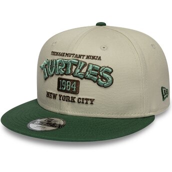 Boné plano verde e bege snapback para criança 9FIFTY da As Tartarugas Ninja da New Era