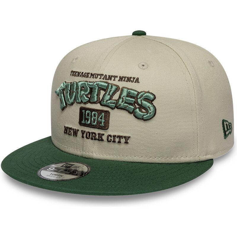 bone-plano-verde-e-bege-snapback-para-crianca-9fifty-da-as-tartarugas-ninja-da-new-era