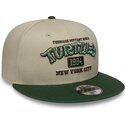bone-plano-verde-e-bege-snapback-para-crianca-9fifty-da-as-tartarugas-ninja-da-new-era