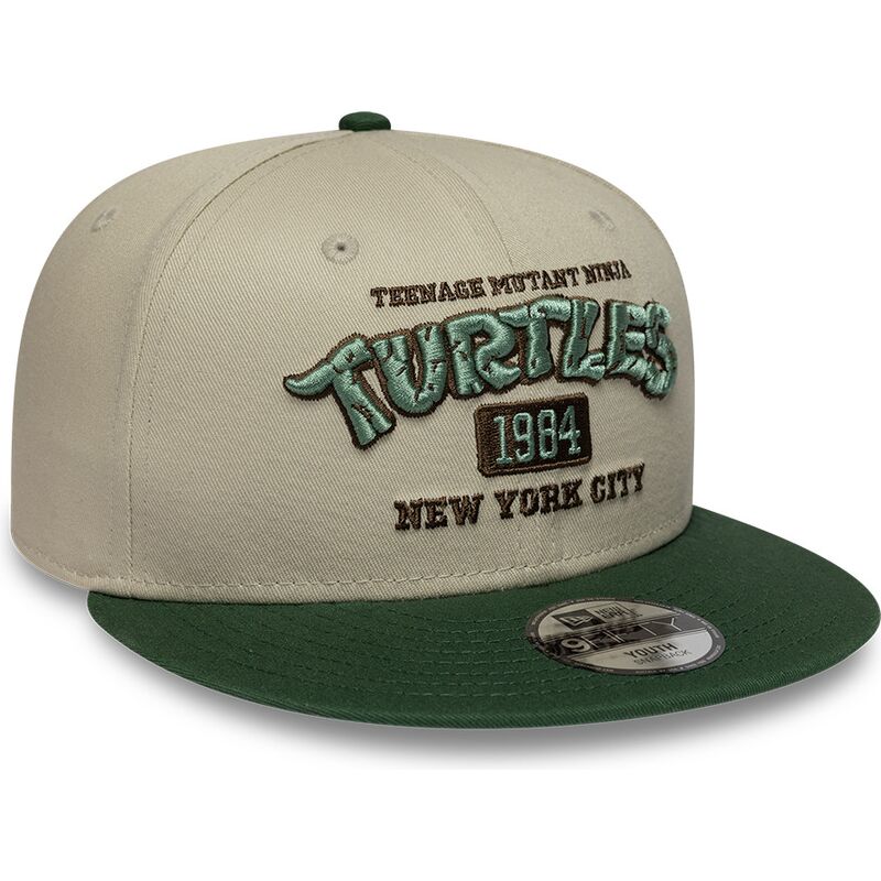 bone-plano-verde-e-bege-snapback-para-crianca-9fifty-da-as-tartarugas-ninja-da-new-era