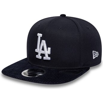 Boné plano azul marinho snapback 9FIFTY Cord Visor da Los Angeles Dodgers MLB da New Era