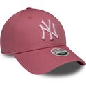 bone-curvo-rosa-ajustavel-para-mulheres-com-logo-rosa-9forty-league-essential-cas-da-new-york-yankees-mlb-da-new-era