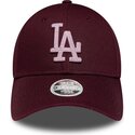 bone-curvo-grena-ajustavel-para-mulheres-com-logo-rosa-9forty-metallic-da-los-angeles-dodgers-mlb-da-new-era