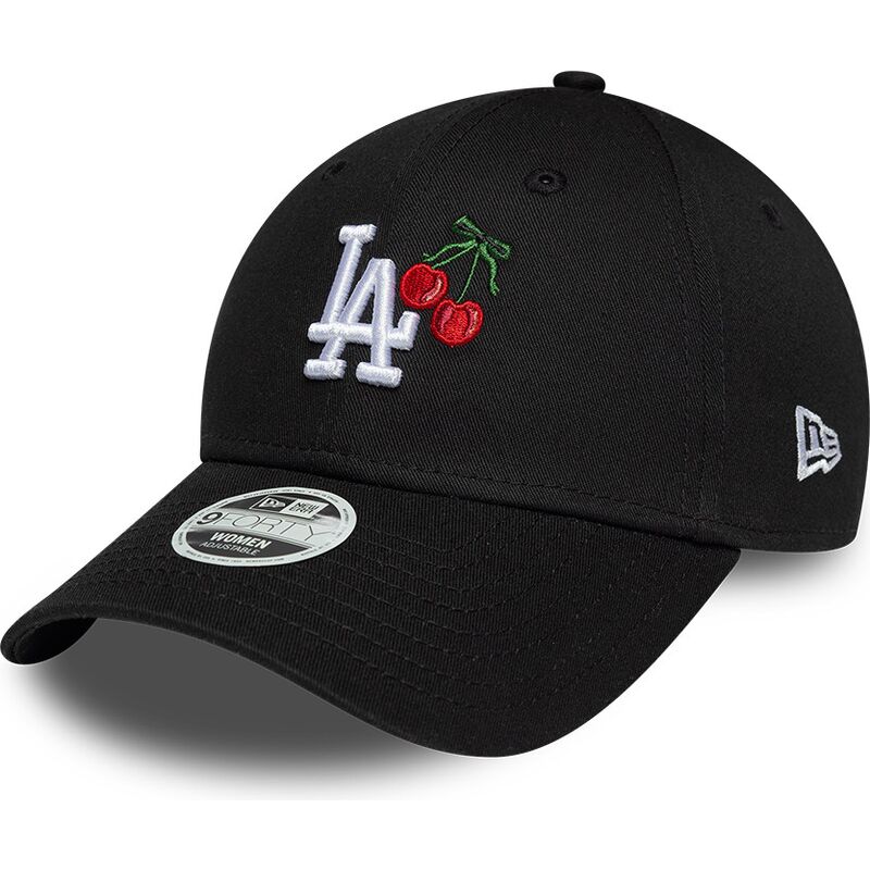 bone-curvo-preto-ajustavel-para-mulheres-9forty-fruit-icon-cherry-da-los-angeles-dodgers-mlb-da-new-era