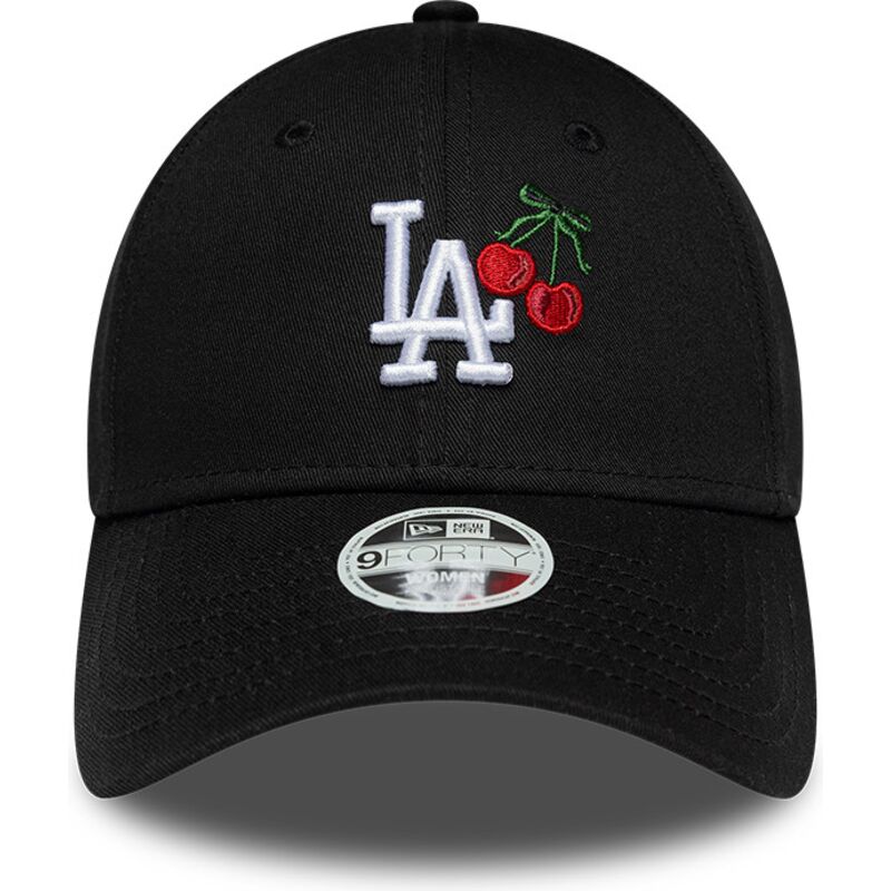 bone-curvo-preto-ajustavel-para-mulheres-9forty-fruit-icon-cherry-da-los-angeles-dodgers-mlb-da-new-era