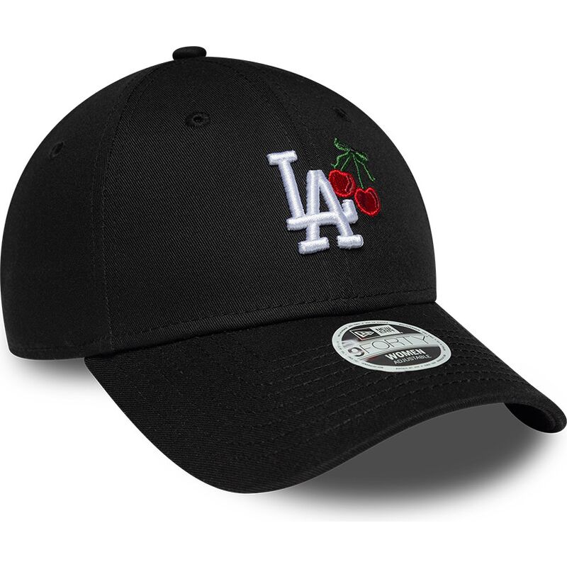 bone-curvo-preto-ajustavel-para-mulheres-9forty-fruit-icon-cherry-da-los-angeles-dodgers-mlb-da-new-era