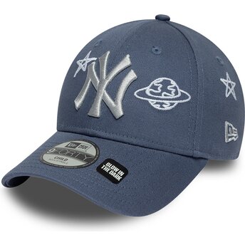 Boné curvo azul ajustável para criança 9FORTY Space Glow In The Dark da New York Yankees MLB da New Era