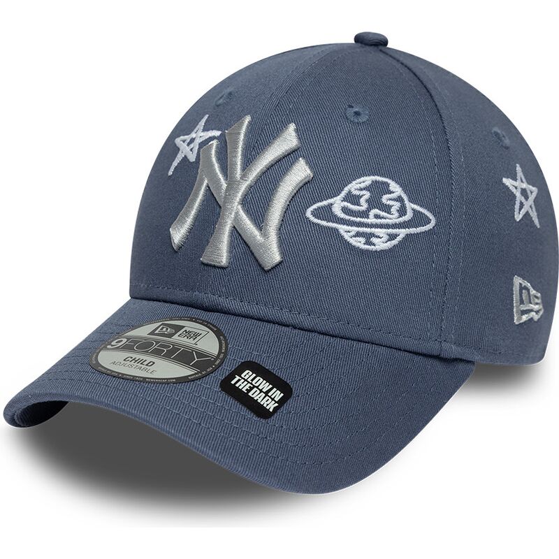 bone-curvo-azul-ajustavel-para-crianca-9forty-space-glow-in-the-dark-da-new-york-yankees-mlb-da-new-era