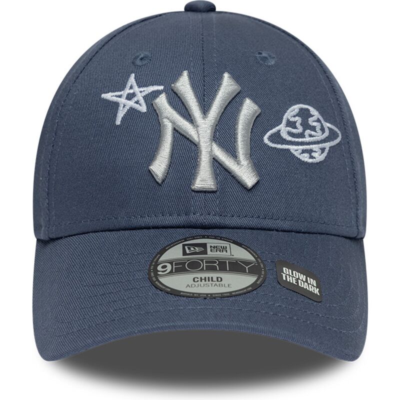 bone-curvo-azul-ajustavel-para-crianca-9forty-space-glow-in-the-dark-da-new-york-yankees-mlb-da-new-era