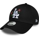 bone-curvo-preto-snapback-para-mulheres-9forty-rose-sequin-da-los-angeles-dodgers-mlb-da-new-era