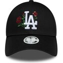 bone-curvo-preto-snapback-para-mulheres-9forty-rose-sequin-da-los-angeles-dodgers-mlb-da-new-era