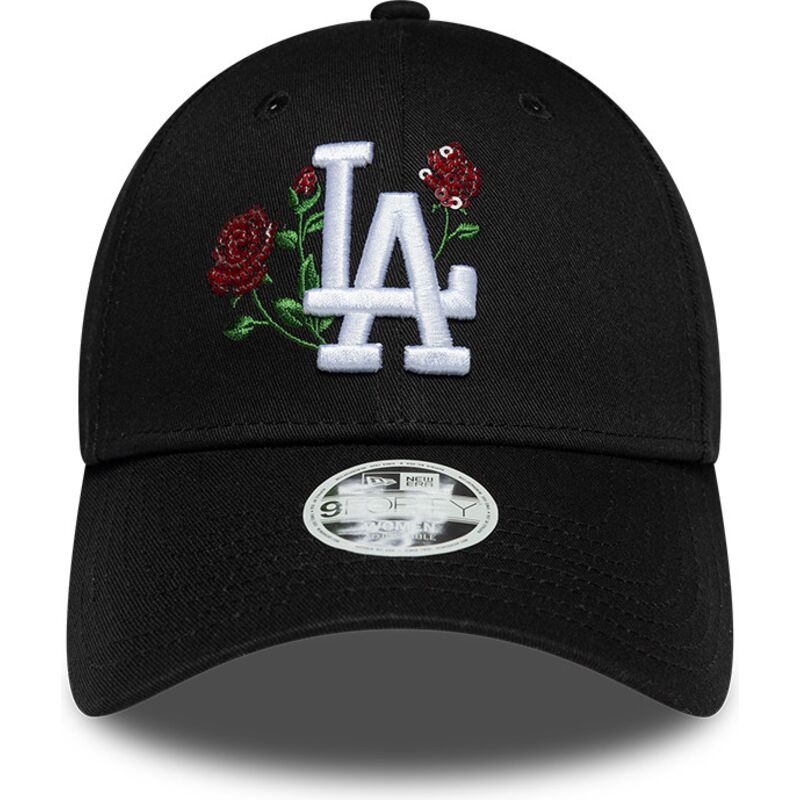 bone-curvo-preto-snapback-para-mulheres-9forty-rose-sequin-da-los-angeles-dodgers-mlb-da-new-era