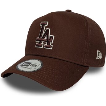 Boné curvo castanho snapback com logo castanho E Frame Team Outline da Los Angeles Dodgers MLB da New Era