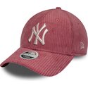 bone-curvo-rosa-ajustavel-para-mulheres-9forty-m-crown-chunky-cord-da-new-york-yankees-mlb-da-new-era
