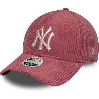 Boné curvo rosa ajustável para mulheres 9FORTY M-Crown Chunky Cord da New York Yankees MLB da New Era