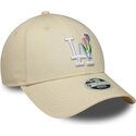 bone-curvo-bege-ajustavel-para-mulheres-9forty-flower-icon-da-los-angeles-dodgers-mlb-da-new-era