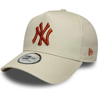 Boné curvo bege snapback com logo castanho E Frame League Essential da New York Yankees MLB da New Era