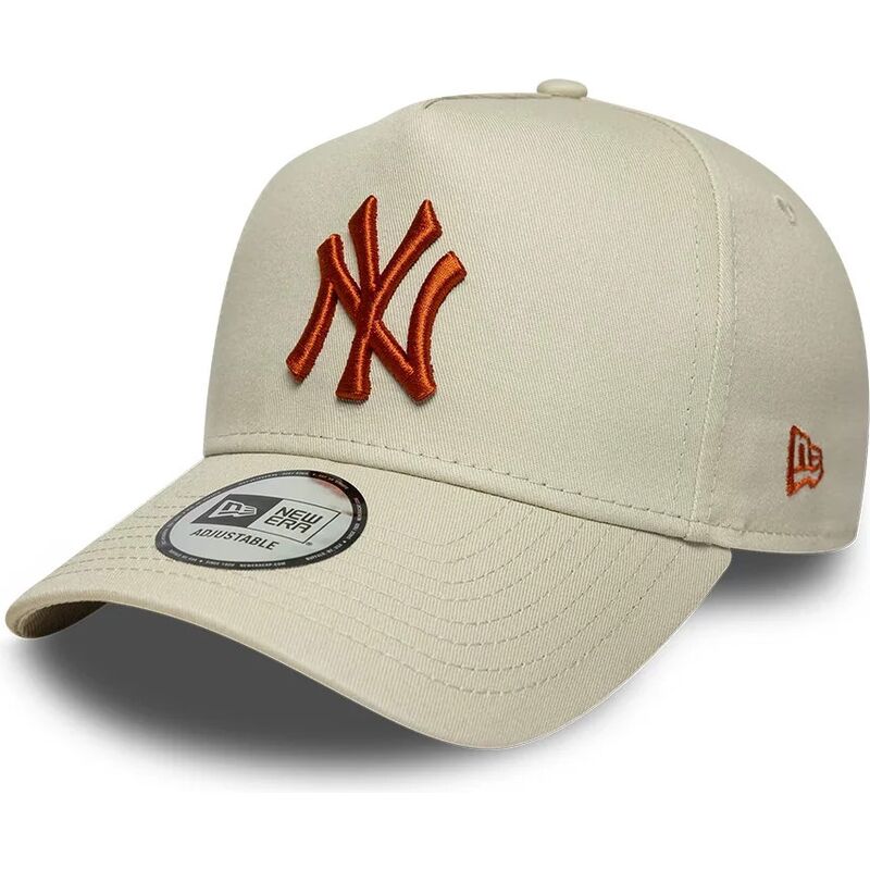 bone-curvo-bege-snapback-com-logo-castanho-e-frame-league-essential-da-new-york-yankees-mlb-da-new-era