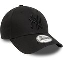 bone-curvo-preto-ajustavel-com-logo-preto-9forty-league-essential-da-new-york-yankees-mlb-da-new-era