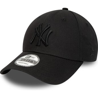 Boné curvo preto ajustável com logo preto 9FORTY League Essential da New York Yankees MLB da New Era