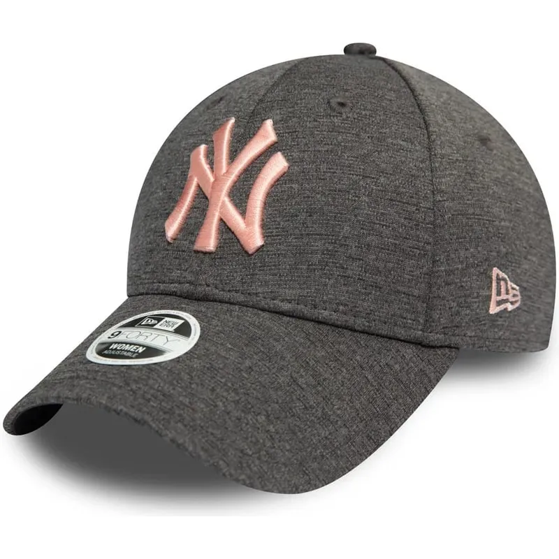 bone-curvo-cinza-ajustavel-com-logo-rosa-9forty-tech-camisola-da-new-york-yankees-mlb-da-new-era