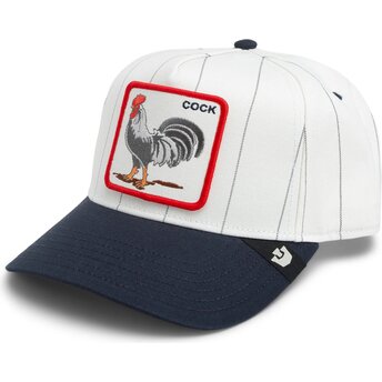 Boné curvo cinza e azul marinho snapback galo Pinstripe Rooster Cock Playmakers The Farm da Goorin Bros.