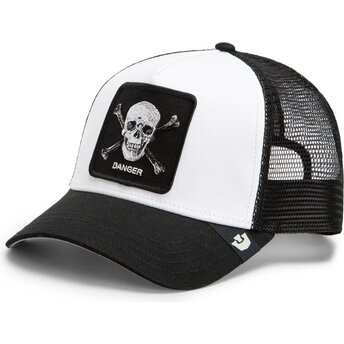 Boné trucker preto e branco caveira Danger Skull and Crossbones Original Recipe The Farm da Goorin Bros.