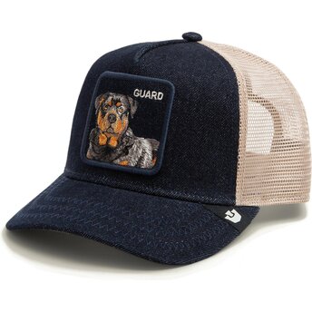 Boné trucker azul marinho e bege cão Guard Denim After Dark The Farm da Goorin Bros.