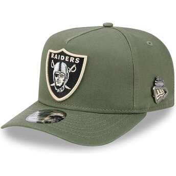 Boné curvo verde snapback 9FIFTY A Frame Precurved Side Pin da Las Vegas Raiders NFL da New Era