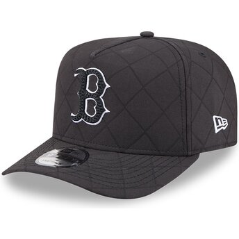 Boné curvo preto snapback com logo preto 9FIFTY A Frame Precurved Checkered da Boston Red Sox MLB da New Era