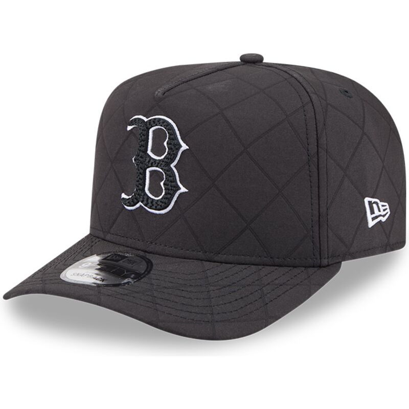 bone-curvo-preto-snapback-com-logo-preto-9fifty-a-frame-precurved-checkered-da-boston-red-sox-mlb-da-new-era