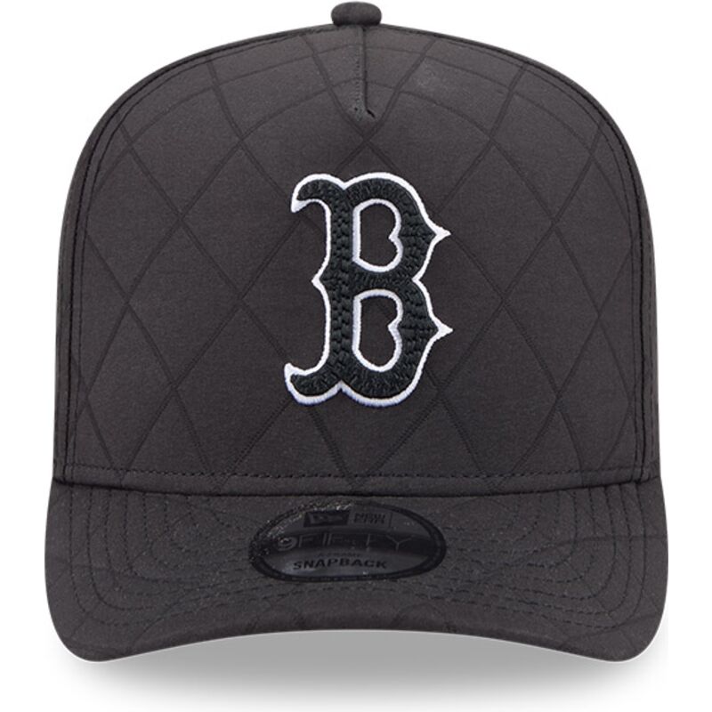 bone-curvo-preto-snapback-com-logo-preto-9fifty-a-frame-precurved-checkered-da-boston-red-sox-mlb-da-new-era