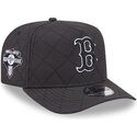 bone-curvo-preto-snapback-com-logo-preto-9fifty-a-frame-precurved-checkered-da-boston-red-sox-mlb-da-new-era