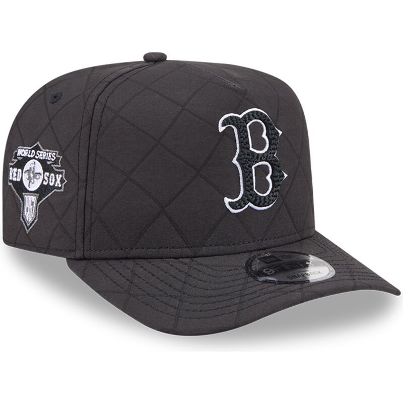 bone-curvo-preto-snapback-com-logo-preto-9fifty-a-frame-precurved-checkered-da-boston-red-sox-mlb-da-new-era