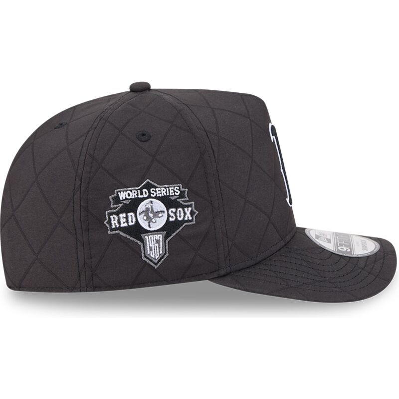 bone-curvo-preto-snapback-com-logo-preto-9fifty-a-frame-precurved-checkered-da-boston-red-sox-mlb-da-new-era