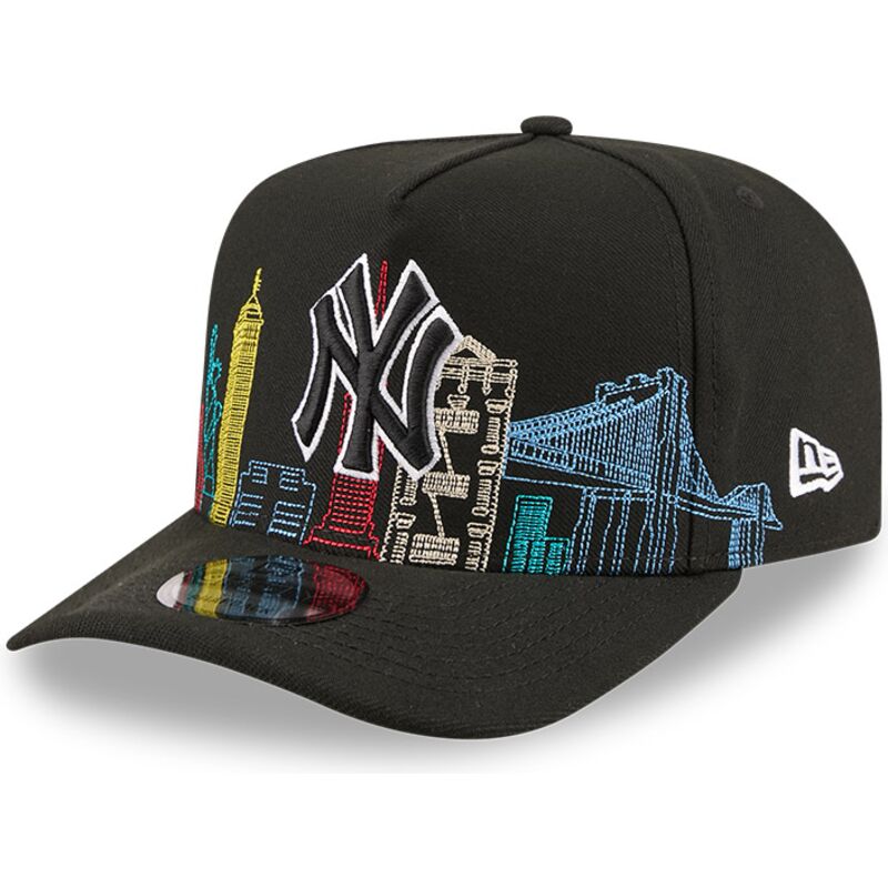 bone-curvo-preto-snapback-9fifty-a-frame-precurved-skyline-da-new-york-yankees-mlb-da-new-era