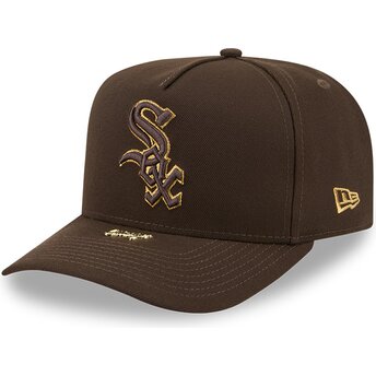 Boné curvo castanho snapback 9FIFTY A Frame Precurved Visor Pin da Chicago White Sox MLB da New Era