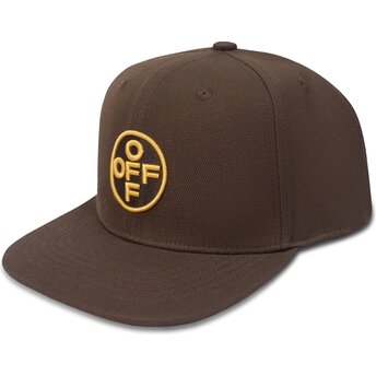 Boné plano castanho snapback com logo amarelo Off Embroidered Twill da L/AB c/o Off-White™