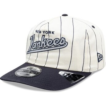 Boné curvo azul marinho e branco snapback 19TWENTY Pinstripe da New York Yankees MLB da New Era