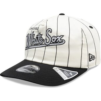 Boné curvo preto e branco snapback 19TWENTY Pinstripe da Chicago White Sox MLB da New Era