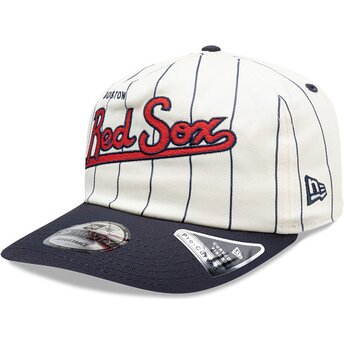 Boné curvo azul marinho e branco snapback 19TWENTY Pinstripe da Boston Red Sox MLB da New Era