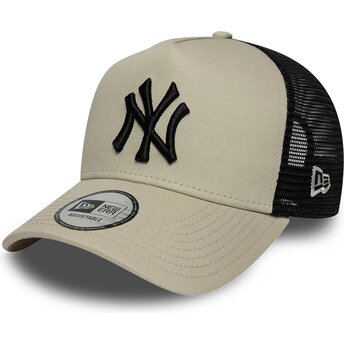 Boné trucker bege e preto com logo preto A Frame League Essential da New York Yankees MLB da New Era
